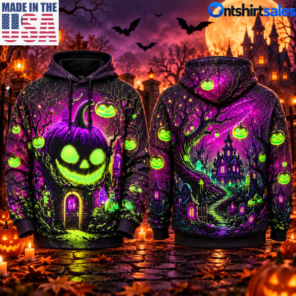 Halloween Pumpkin Haunted House 3D All Over Print 3 Halloween Pumpkin Haunted House 3D All Over Print 1