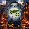 Personalized Halloween Horror Basketball Jersey, Custom Gray Black neon Green 3d 1