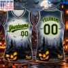 Personalized Halloween Horror Basketball Jersey, Custom Gray Black neon Green 3d