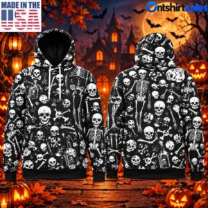Skeleton Skull Hoodie 3D All Over Print Gothic Pullover