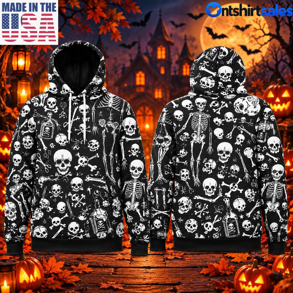 Skeleton Skull Hoodie 3D All Over Print Gothic Pullover 3 Skeleton Skull Hoodie 3D All Over Print Gothic Pullover