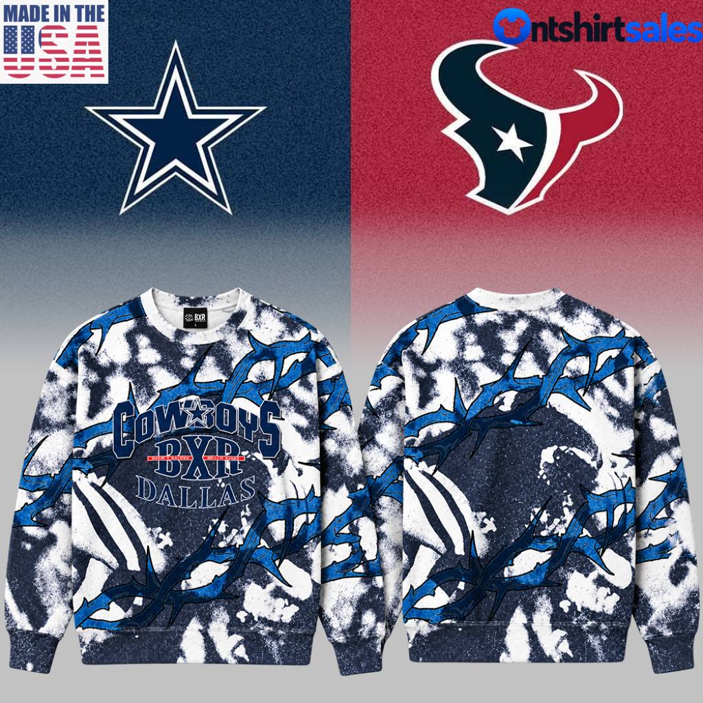 Dallas Cowboys Born X Raised Sweatshirt, Football Fan Design 3 Dallas Cowboys Thorn Print Sweatshirt Football Fan Design